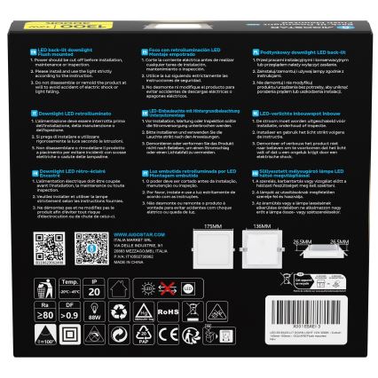 Aigostar - LED vgradna stropna svetilka LED/12W/230V 3000K 17,5x17,5 cm bela