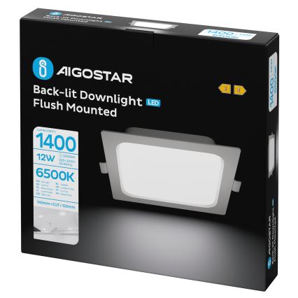 Aigostar - LED vgradna stropna svetilka LED/12W/230V 6500K 17,5x17,5 cm bela