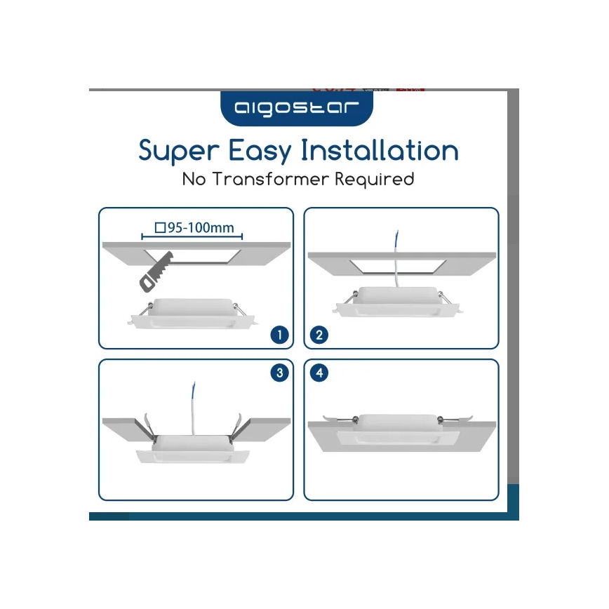 Aigostar - LED vgradna stropna svetilka LED/6W/230V 3000K 12x12 cm bela