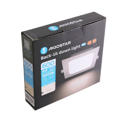 Aigostar - LED vgradna stropna svetilka LED/6W/230V 3000K 12x12 cm bela