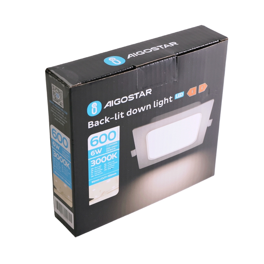 Aigostar - LED vgradna stropna svetilka LED/6W/230V 3000K 12x12 cm bela