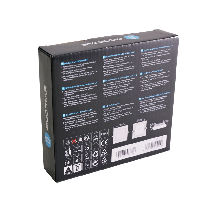 Aigostar - LED vgradna stropna svetilka LED/6W/230V 3000K 12x12 cm bela