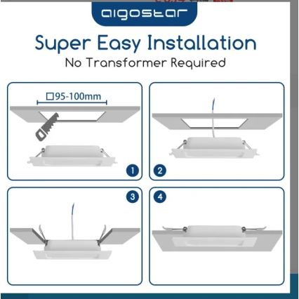 Aigostar - LED vgradna stropna svetilka LED/6W/230V 6500K 12x12 cm bela