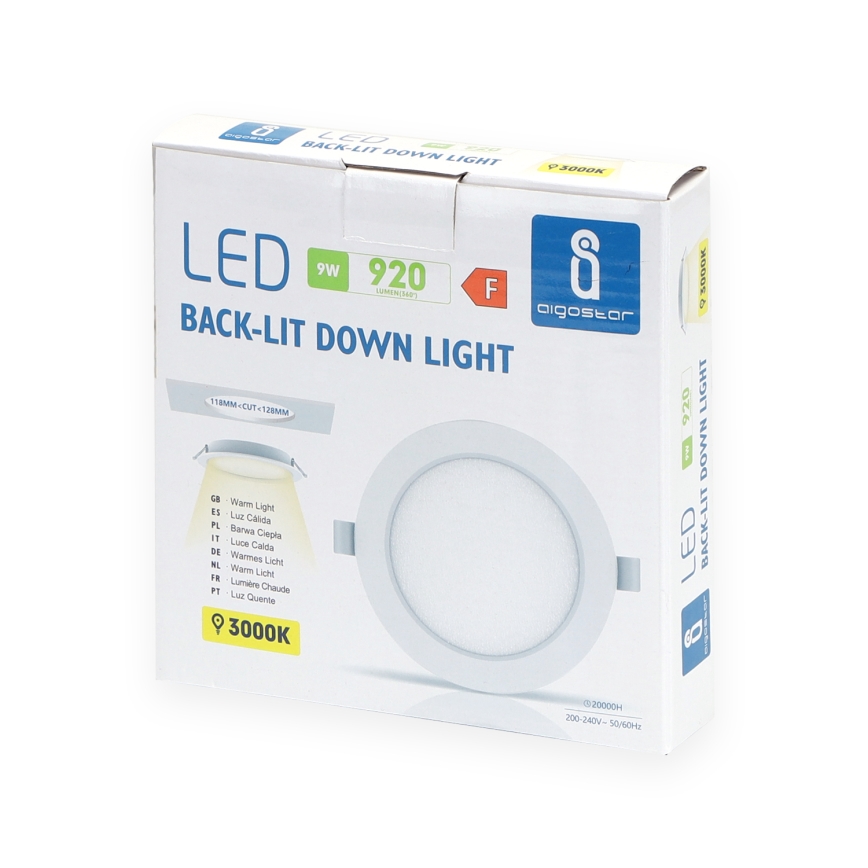 Aigostar - LED vgradna stropna svetilka LED/9W/230V 3000K premer 14,5 cm bela