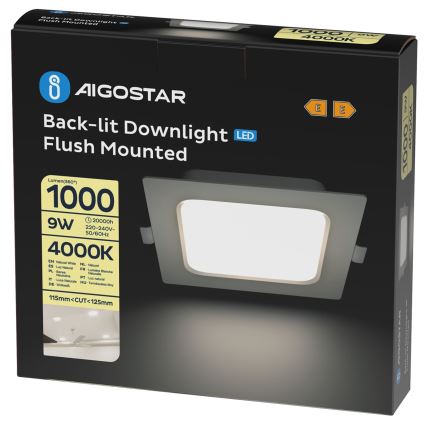 Aigostar - LED vgradna stropna svetilka LED/9W/230V 4000K 14,5x14,5 cm bela