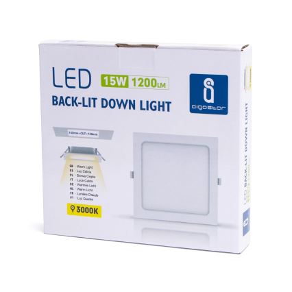 Aigostar - LED Vgradna svetilka LED/15W/230V 17,5x17,5 cm 3000K bela