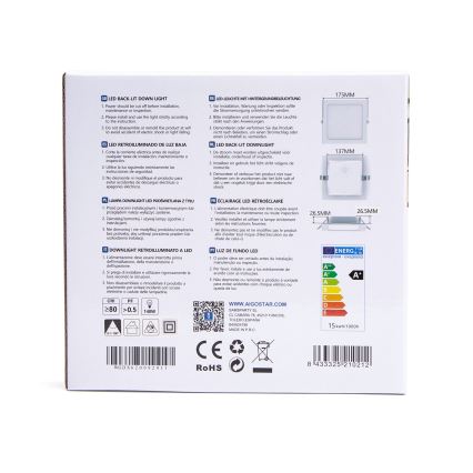 Aigostar - LED Vgradna svetilka LED/15W/230V 17,5x17,5 cm 3000K bela