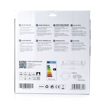 Aigostar - LED Vgradna svetilka ULTRATHIN LED/24W/230V 4000K bela