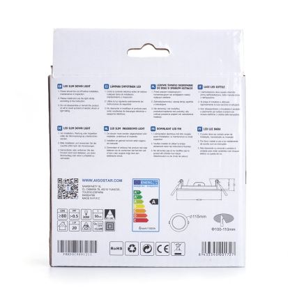 Aigostar - LED Vgradna svetilka ULTRATHIN LED/6W/230V 3000K bela