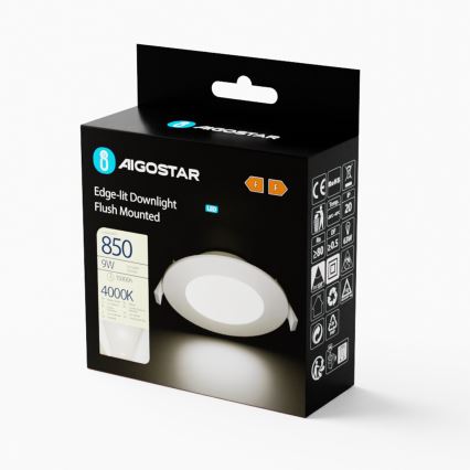 Aigostar - LED Vgradna svetilka ULTRATHIN LED/9W/230V 4000K bela