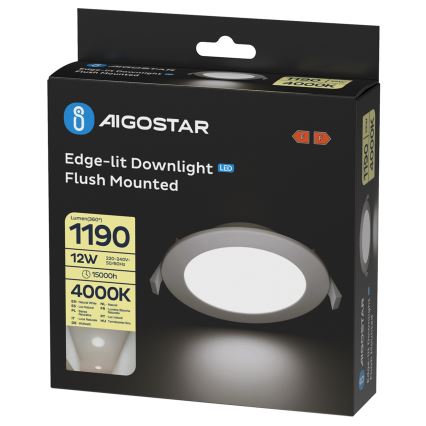 Aigostar - LED vgradno stropno svetilo LED/12W/230V 4000K, premer 17 cm, belo