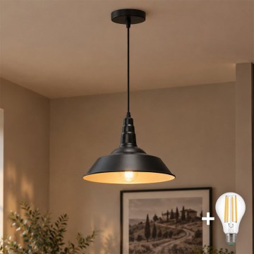 Aigostar - LED viseči lestenec na kablu 1xE27/60W/230V Ø 36 cm črna