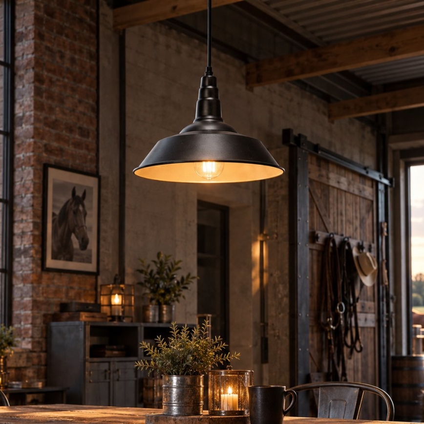 Aigostar - LED viseči lestenec na kablu 1xE27/60W/230V Ø 36 cm črna