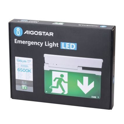Aigostar - LED Zasilna svetilka EMERGENCY EXIT LED/3,6W/230V 6500K 500mAh