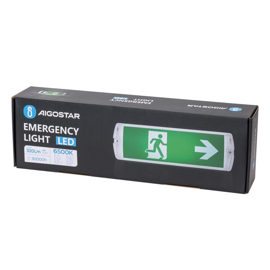 Aigostar - LED Zasilna svetilka EMERGENCY EXIT LED/4W/230V IP65 6500K 600mAh