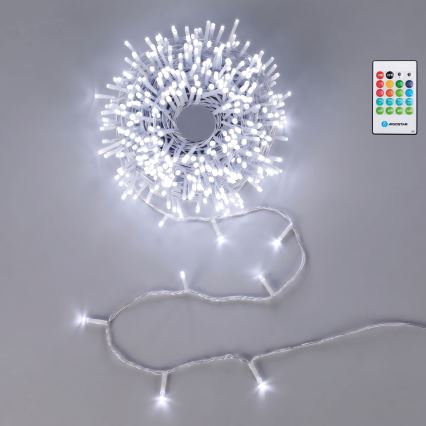 Aigostar - LED zunanji božični niz z nastavljivo svetlostjo in senzorjem gibanja 100xLED/3xAA 12 m hladna bela + daljinski upravljalnik