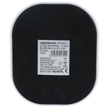 Aigostar - LED Zatemnitvena namizna svetilka LED/4W/5V 4000K