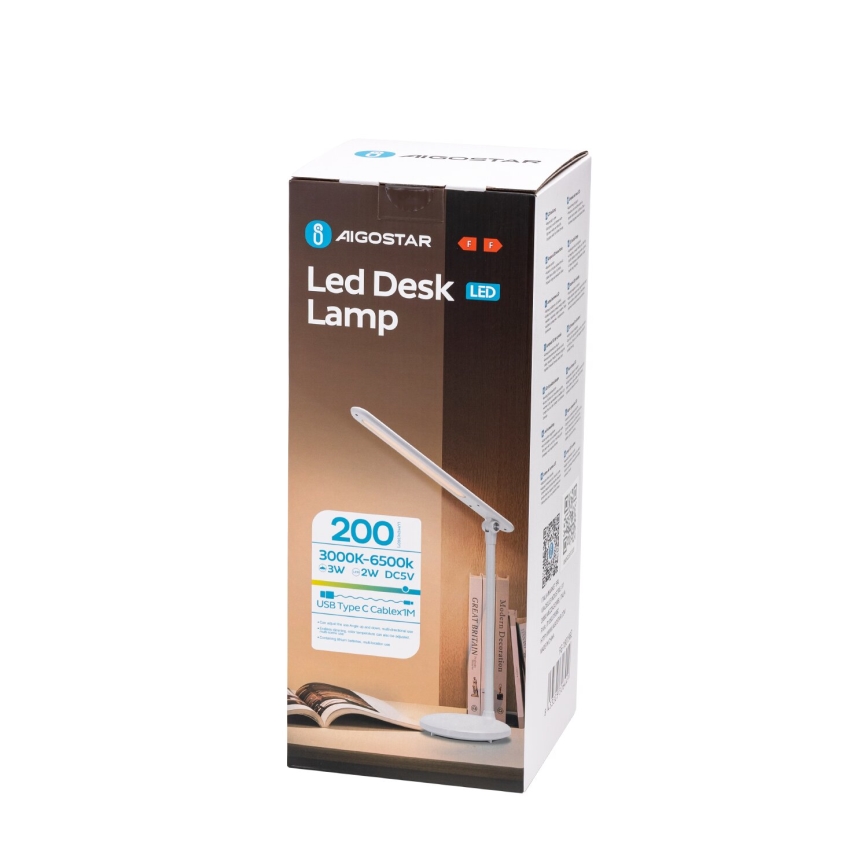 Aigostar - LED Zatemnitvena polnilna namizna svetilka na dotik LED/3W/5V 1200mAh 3000/4000/6500K