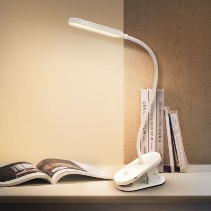 Aigostar - LED Zatemnitvena polnilna namizna svetilka s sponko LED/2,5W/5V 1200mAh bela