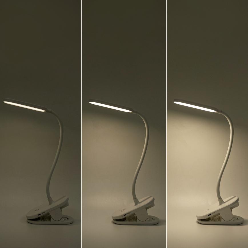 Aigostar - LED Zatemnitvena polnilna namizna svetilka s sponko LED/2,5W/5V 1200mAh bela