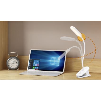Aigostar - LED Zatemnitvena polnilna namizna svetilka s sponko LED/2,5W/5V 1200mAh bela