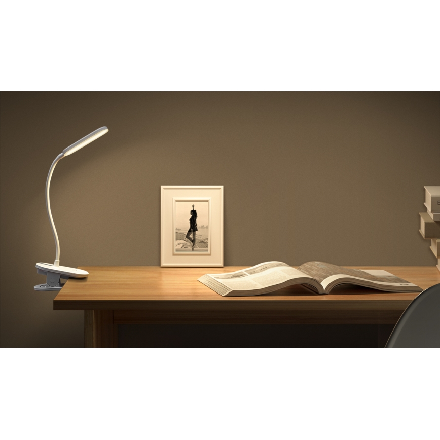 Aigostar - LED Zatemnitvena polnilna namizna svetilka s sponko LED/2,5W/5V 1200mAh bela