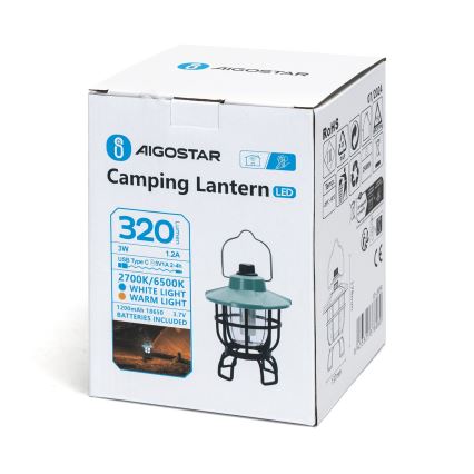 Aigostar - LED Zatemnitvena prenosni polnilna kampiranje svetilka LED/3W/3,7V 1200mAh