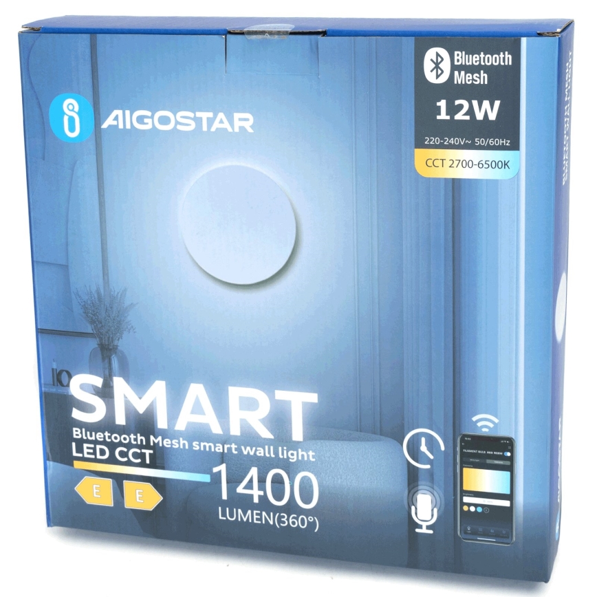 Aigostar - LED Zatemnitvena stenska svetilka MESH Pametni LED/12W/230V 2700-6500K bela