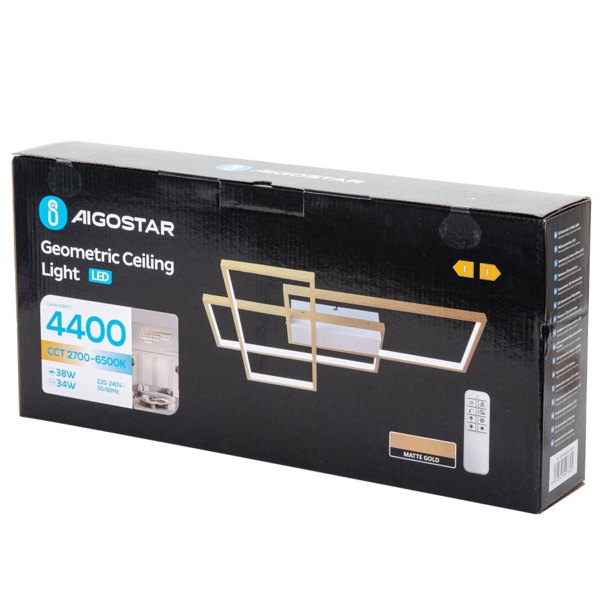 Aigostar - LED Zatemnitvena stropna svetilka LED/38W/230V 2700-6500K + Daljinski upravljalnik
