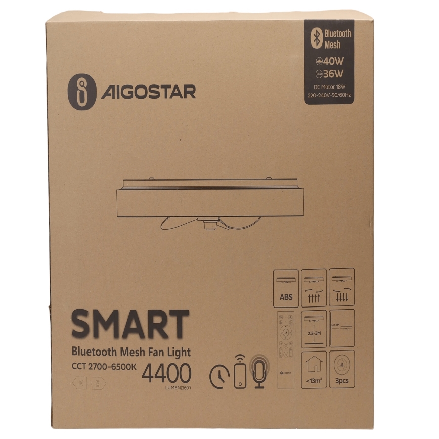 Aigostar - LED Zatemnitvena stropna svetilka z ventilatorjem MESH LED/40W/230V 2700-6500K črna + Daljinski upravljalnik