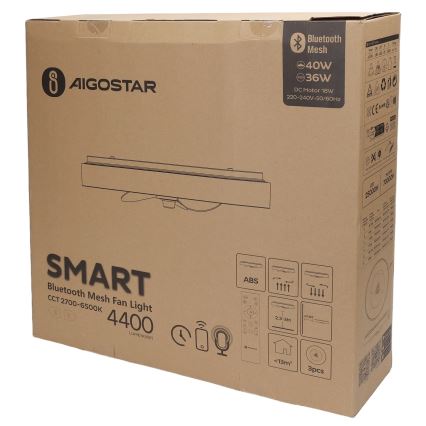Aigostar - LED Zatemnitvena stropna svetilka z ventilatorjem MESH LED/40W/230V 2700-6500K črna + Daljinski upravljalnik
