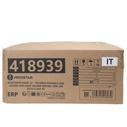 Aigostar - LED Zatemnitvena stropna svetilka z ventilatorjem MESH LED/50W/230V 2700-6500K bela + Daljinski upravljalnik