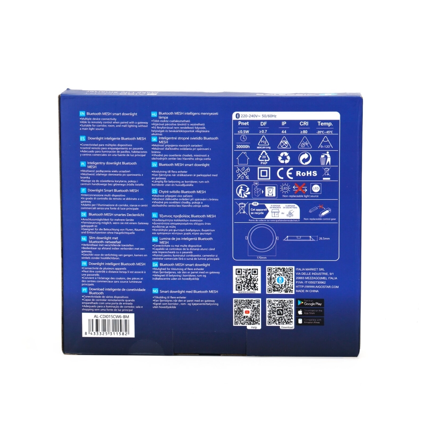 Aigostar - LED Zatemnitvena vgradna svetilka MESH LED/15W/230V 2700-6500K pr. 17 cm