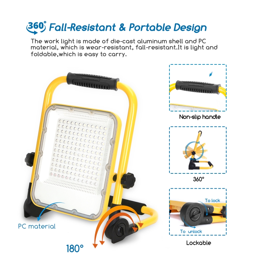 Aigostar - LED Zatemnitveni polnilni reflektor LED/100W/5V 6500K IP65 1500mAh