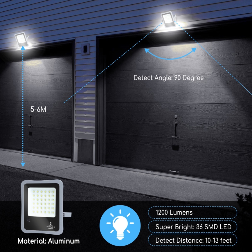 Aigostar - LED Zatemnitveni solarni reflektor LED/100W/3,2V IP65 10000 mAh + Daljinski upravljalnik