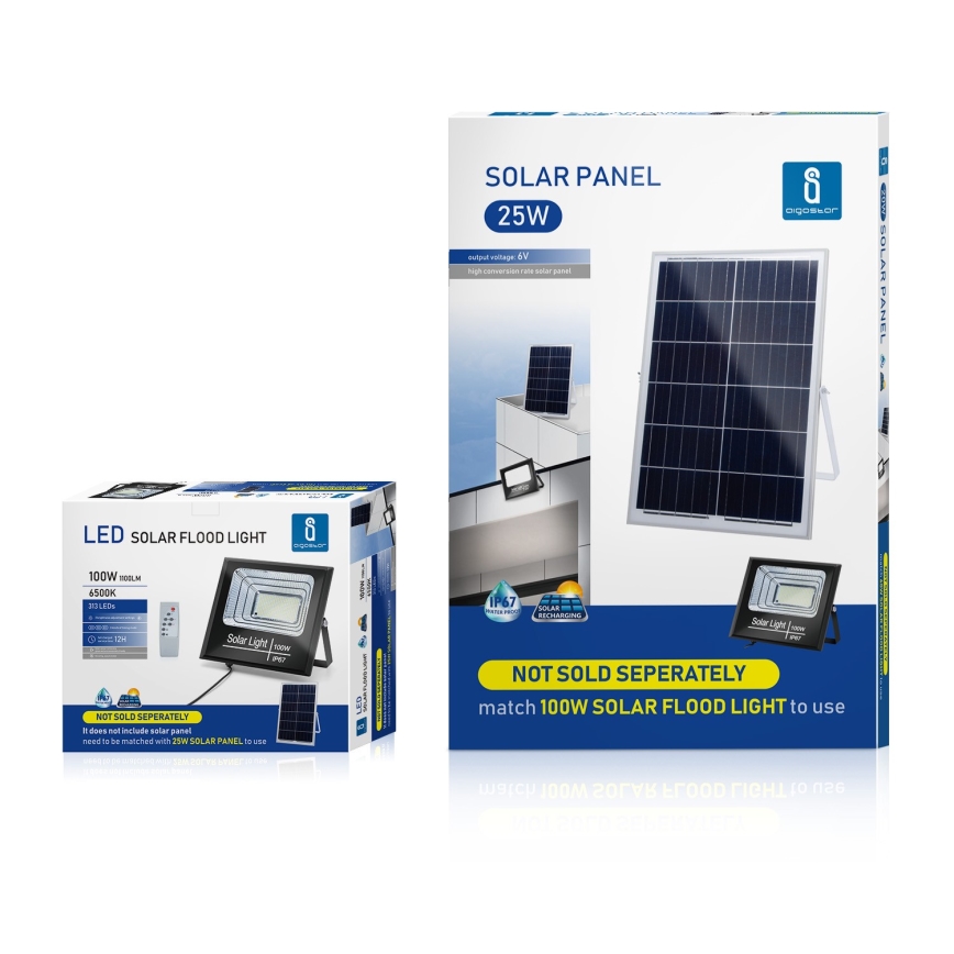 Aigostar - LED Zatemnitveni solarni reflektor LED/100W/3,2V IP67 2000 mAh + Daljinski upravljalnik