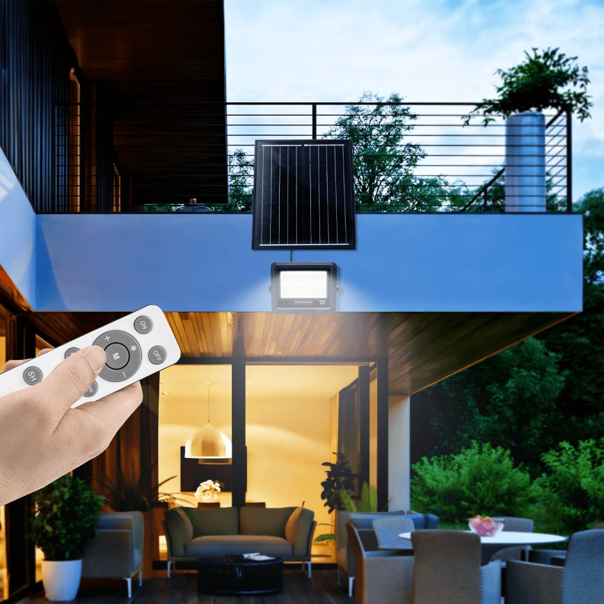 Aigostar - LED Zatemnitveni solarni reflektor LED/100W/3,4V IP65 + Daljinski upravljalnik