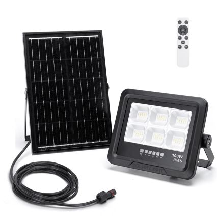 Aigostar - LED Zatemnitveni solarni reflektor LED/100W/3,4V IP65 + Daljinski upravljalnik