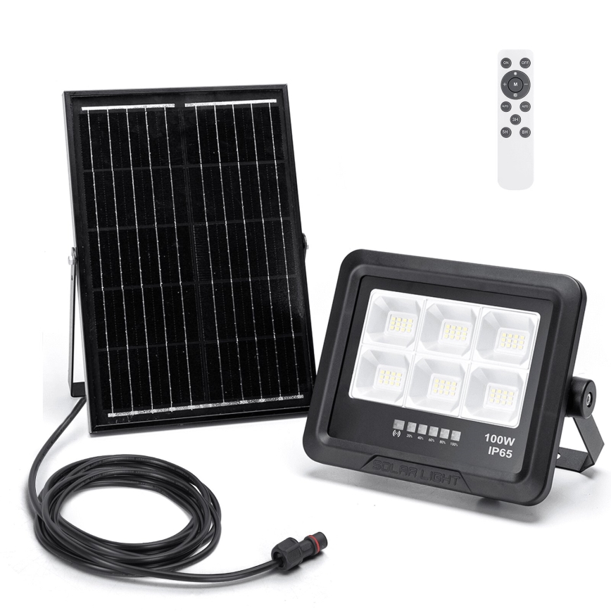 Aigostar - LED Zatemnitveni solarni reflektor LED/100W/3,4V IP65 + Daljinski upravljalnik