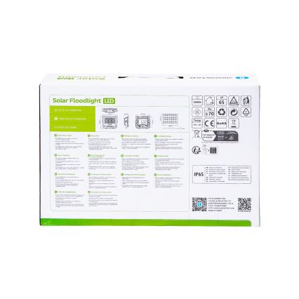 Aigostar - LED Zatemnitveni solarni reflektor LED/100W/3,4V IP65 + Daljinski upravljalnik