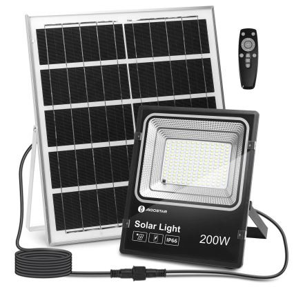 Aigostar - LED Zatemnitveni solarni reflektor LED/200W/3,2V IP66 + Daljinski upravljalnik