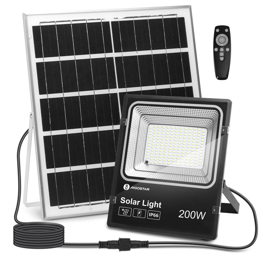 Aigostar - LED Zatemnitveni solarni reflektor LED/200W/3,2V IP66 + Daljinski upravljalnik