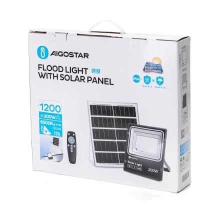 Aigostar - LED Zatemnitveni solarni reflektor LED/200W/3,2V IP66 + Daljinski upravljalnik
