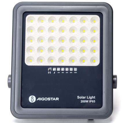 Aigostar - LED Zatemnitveni solarni reflektor LED/200W/3,4V IP65 + Daljinski upravljalnik