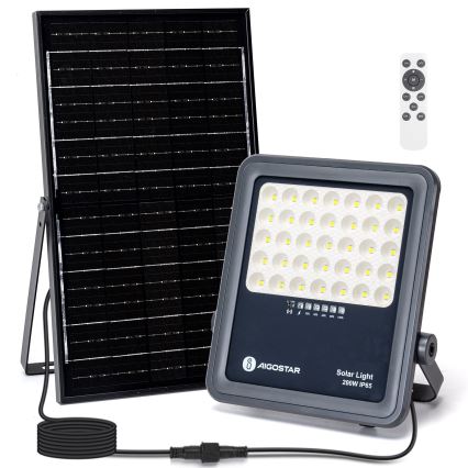 Aigostar - LED Zatemnitveni solarni reflektor LED/200W/3,4V IP65 + Daljinski upravljalnik