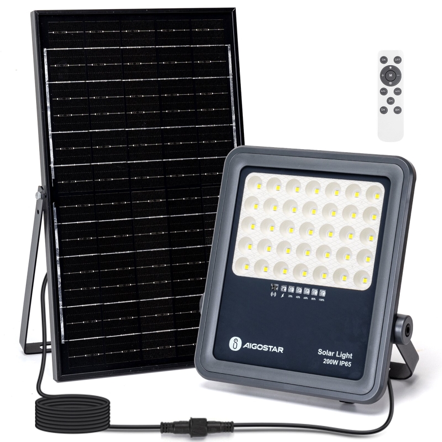 Aigostar - LED Zatemnitveni solarni reflektor LED/200W/3,4V IP65 + Daljinski upravljalnik