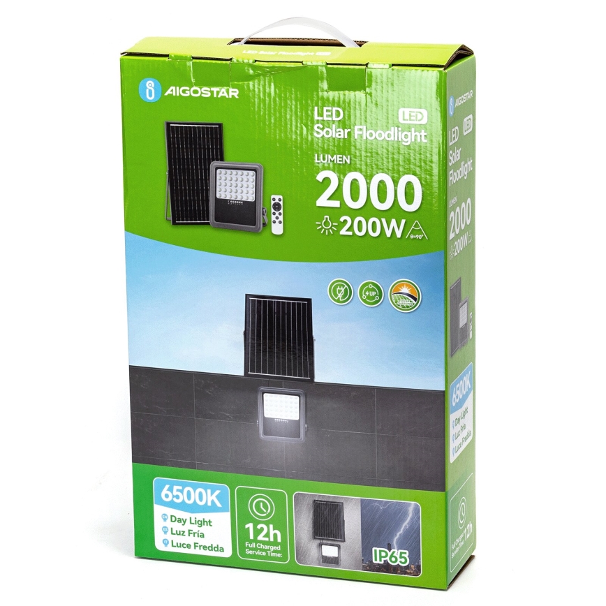 Aigostar - LED Zatemnitveni solarni reflektor LED/200W/3,4V IP65 + Daljinski upravljalnik