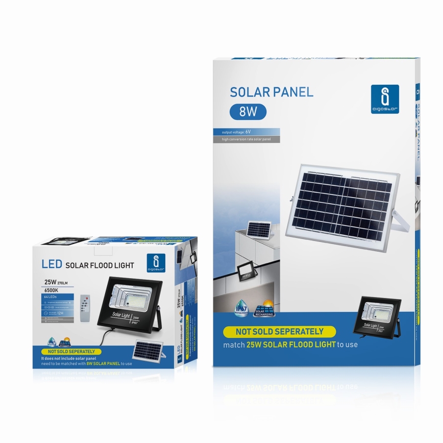 Aigostar - LED Zatemnitveni solarni reflektor LED/25W/3,2V IP67 5000 mAh + Daljinski upravljalnik