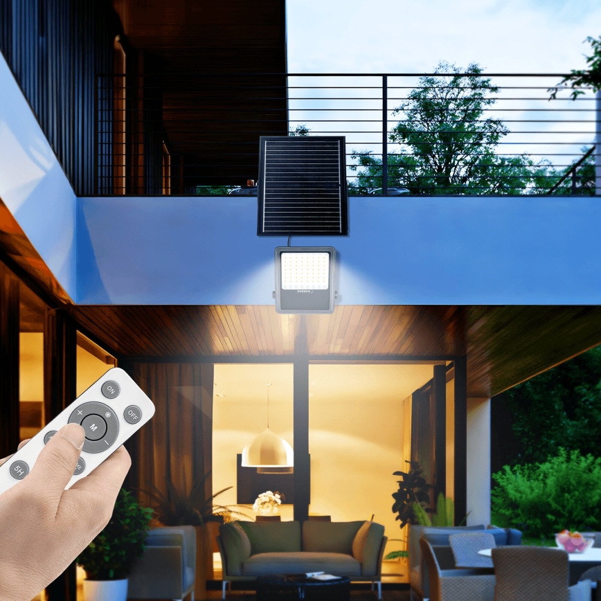 Aigostar - LED Zatemnitveni solarni reflektor LED/300W/3,4V IP65 + Daljinski upravljalnik