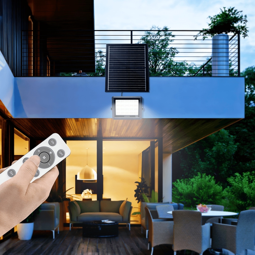 Aigostar - LED Zatemnitveni solarni reflektor LED/300W/3,4V IP65 + Daljinski upravljalnik